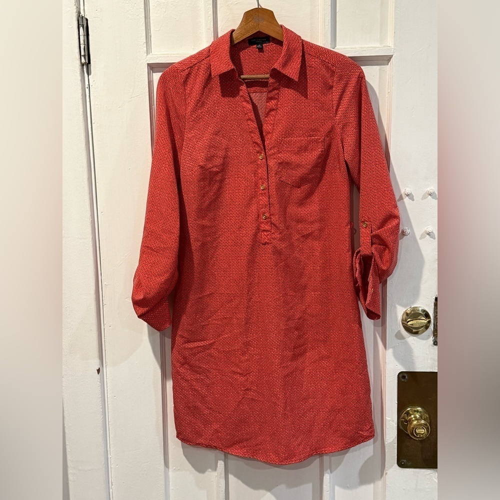 The Limited Scarlet Button-Front Tunic